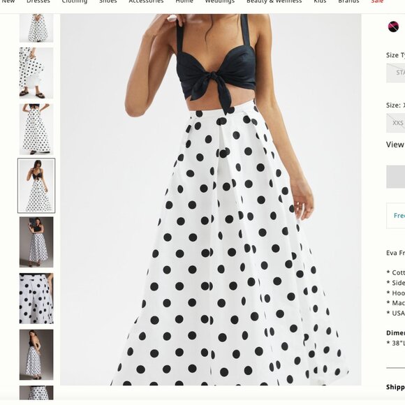 Eva Franco Polka Dot Midi Skirt Small NWT - Picture 8 of 10
